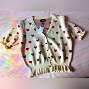 Cider Short Sleeve Heart Sweater XL